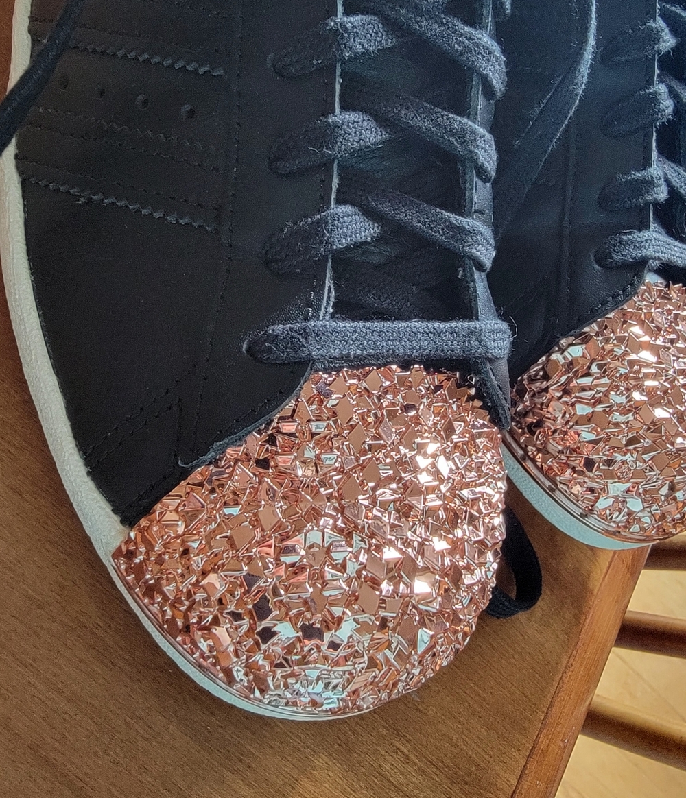 ADIDAS 80'S Superstar Rose Gold Black Sneakers 8.5